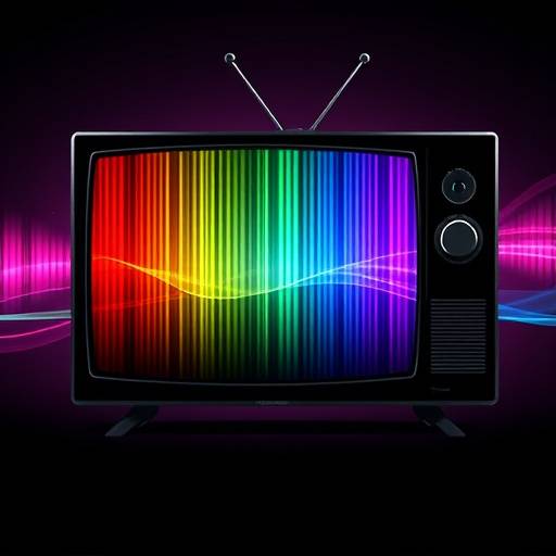 Ilustra&radic;&sect;&radic;&pound;o abstrata representando uma tela de TV com ondas de luz coloridas