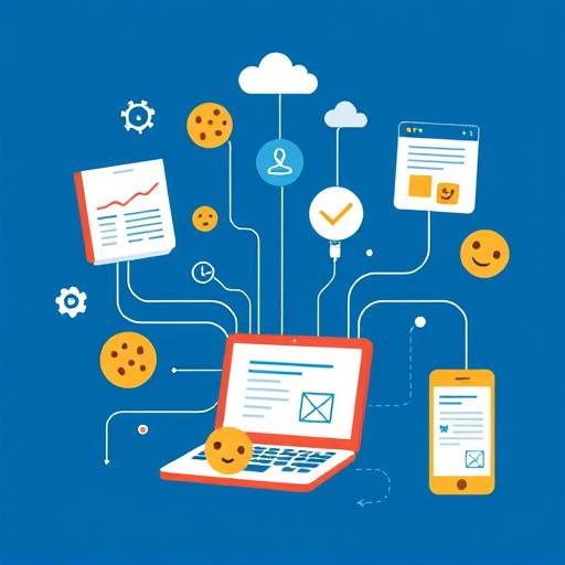 Ilustra&radic;&sect;&radic;&pound;o mostrando diferentes fontes de coleta de dados: formul&radic;&deg;rios web, cookies e dispositivos.